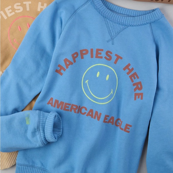 American Eagle “Happiest Here” Oversized Printed Sweatshirt - Picture 3 of 4